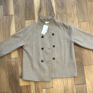Commense Oversized Double-Breasted Beige Jacket